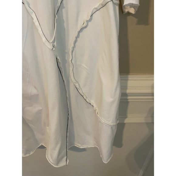 Cynthia Ashby White Cotton Knit Lagenlook Raw Seam Patchwork A-Line Dress XS - Picture 8 of 9